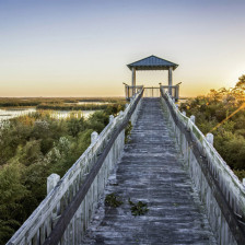 Coucher de soleil au Lacassine National Wildlife Refuge sur la côte sud de la Louisiane